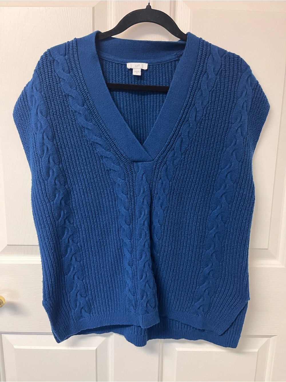 J. Jill Blue Cable-Knit V-Neck Sweater Vest
